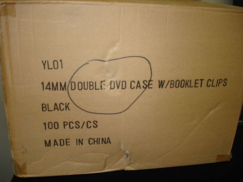 100 NEW BLACK DOUBLE DVD CASES WITH BOOKLET CLIPS YL01