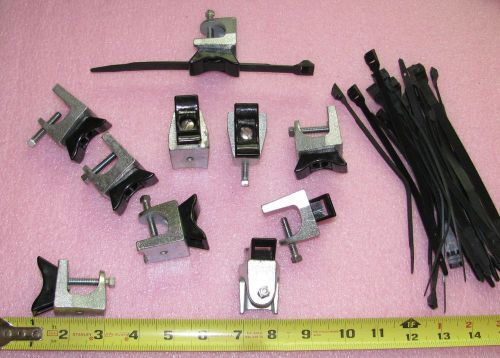 (10) I-Beam Clamps with Panduit Insulated Cable Tie Mounts New