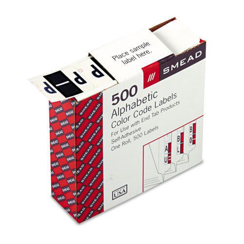 Smead BCCR Bar-Style Color-Coded Alphabetic Label, P, Label Roll, Violet, 500