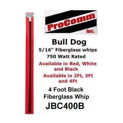 Procomm JBC400-B 4&#039; 3/8X24 THREAD FIBERGLASS ANT.(BLACK)