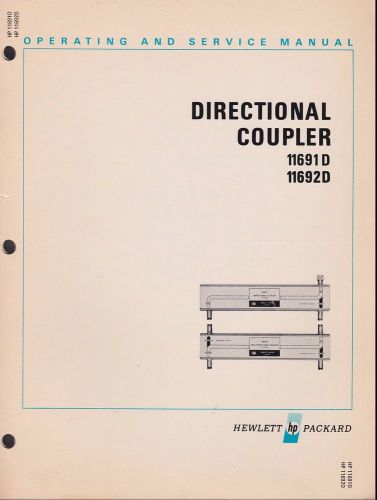 Operating service manual directional coupler 11691D 11692D HP Hewlett Packard