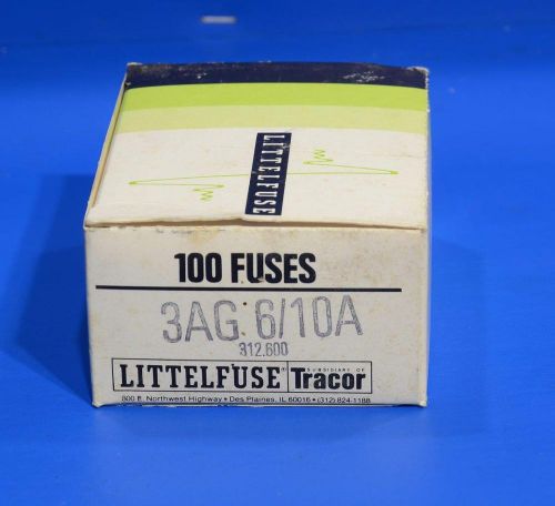 Littelfuse 3AG 6/10A 312.600 Factory Box 100 Fuses NOS  20 boxes X 5 each