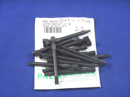 LOT of 16 Bosch Magna Size 5 - 6 Slotted Power Bit, 2-3/4&#034; OAL, 1/4&#034; Hex, 27473