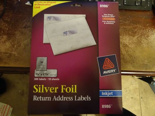Avery Dennison 8986 Inkjet Mailing Labels, 3/4&#034;x2-1/4&#034;, 300/PK, Silver Foil 8257