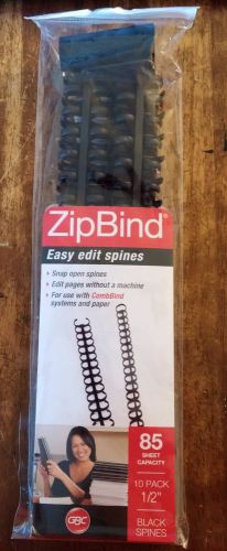 Swingline GBC ZipBind Spines 1/2&#034; Length Black 10 Packet 15033 NEW