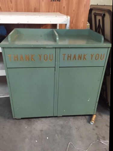 DOUBLE  Wooden Commercial Trash Can Restaurant Tray Rail THANK YOU