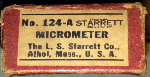 L.S. Starrett Machinist Micrometer # 124-A