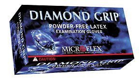 Microflex MF300L Diamond Grip Powder-Free Latex Exam Gloves - Box of 100 Large