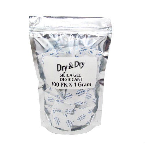 1 Gram Pack of 100 &#034;Dry&amp;Dry&#034; Silica Gel Packets Dehumidifier