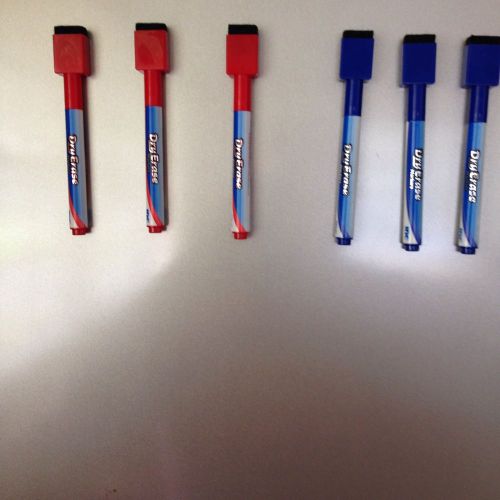 set of 6 magnetic dry erase markers fine point erases clean &amp; easy red and blue