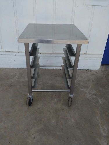 All stainless steel small work table with 4 pan racks &amp; 4 rolling casters #1085 for sale