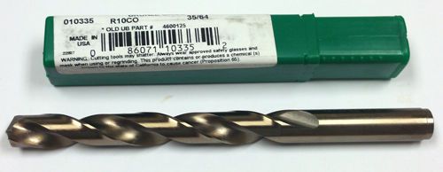 35/64&#034; COBALT JOBBER LENGTH DRILL, 4-13/16&#034; LOF, 6-5/8&#034; OAL, PTD R10CO 10335