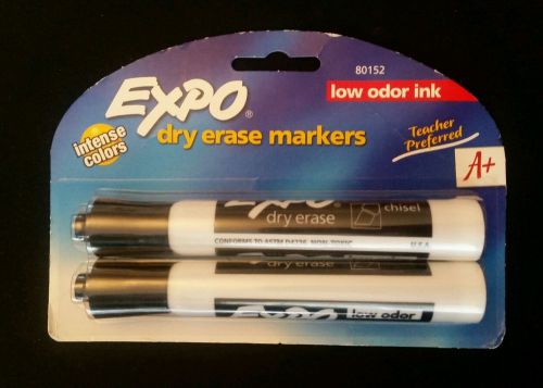 NEW EXPO Chisel Tip Black Dry Erase Markers 80152 - Low Odor Ink