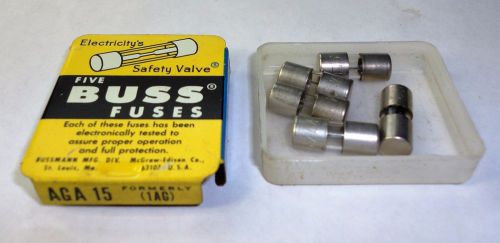 BOX OF 5 NOS TYPE 1AG BUSSMANN AGA 15 AMP FAST BLOWING FUSE 32V