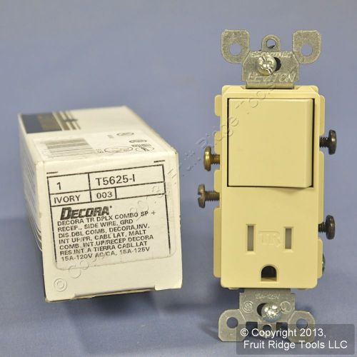 Leviton Ivory TAMPER RESISTANT Decora Rocker Switch Receptacle 15A T5625-I Boxed