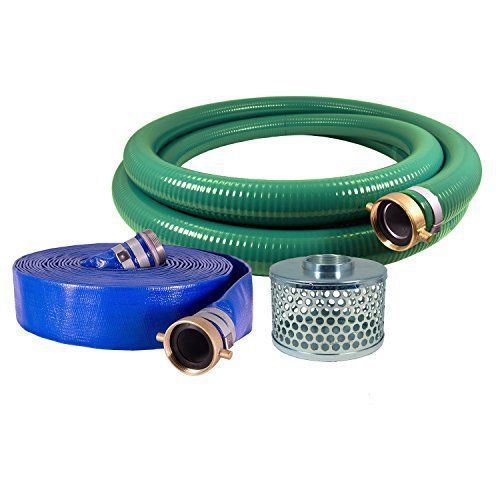 Eagle pvc/aluminum water/trash pump hose kit 2&#034; green suction hose coupled m ... for sale
