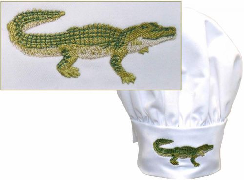 Green Alligator Crocodile Chef Hat Youth Adjustable Reptile Monogram White Avail