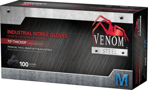 Venom VEN6142 Steel Premium Industrial Nitrile Gloves Medium Black (Pack of 1...