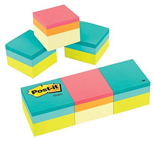 Post-it Notes Cube 1 7/8 in x 1 7/8 in Green Wave and Canary Wave 400 Sheets/...