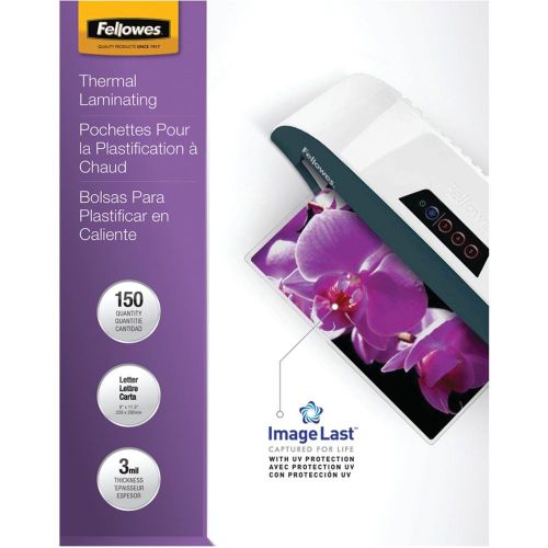 Fellowes thermal laminating pouches imagelast letter size 3 mil 150 pack (520... for sale