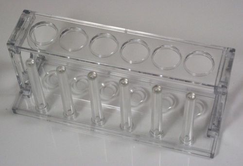 6 place acrylic plastic test tube rack w/22mm openings for sale