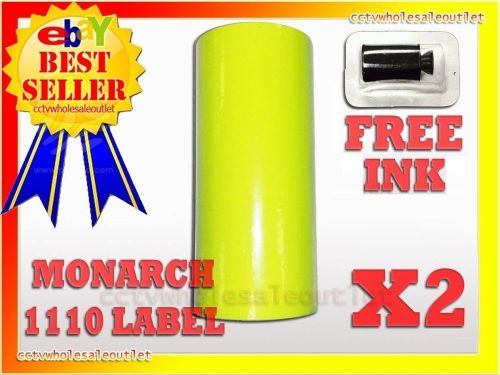 2 SLEEVES FLUORESCENTYELLOW LABEL FOR MONARCH 1110 PRICING GUN 2SLEEVES=32ROLLS