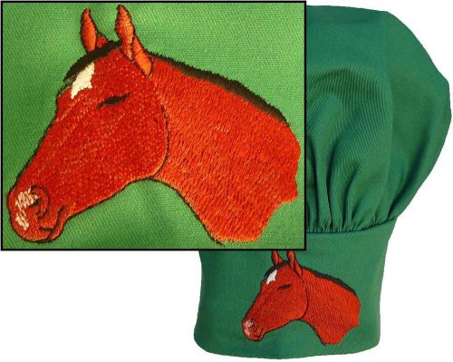 Horse Head Chef Hat Adult Green Adjustable Farm Animal Cook Monogram Embroidered
