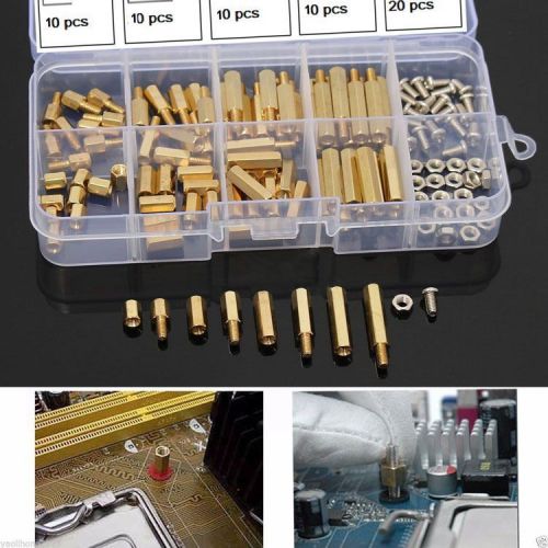 120pcs m3 male female brass standoff spacer pcb board screws nut assortment kit for sale