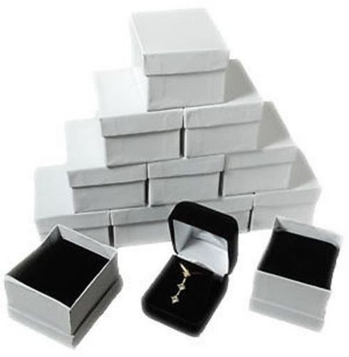 12 Piece Black Velvet Necklace Earrings Jewelry Gift Boxes 1 7/8&#034; x 2 1/8&#034;