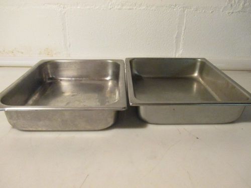 2 COMMERCIAL STAINLESS STEAM TABLE PANS 2 1/2 inches deep USED