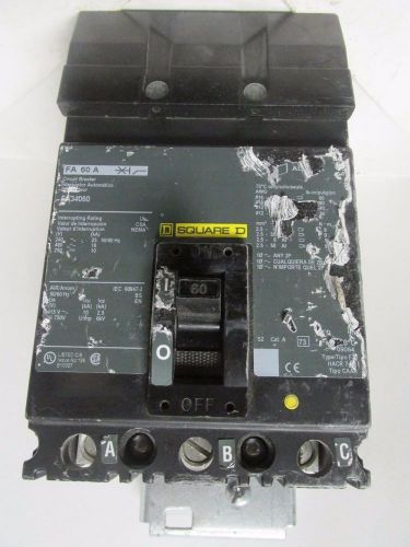 Square d 60 a  3 pole  i-line circuit breaker cat# fa34060 ............ vd-230 for sale