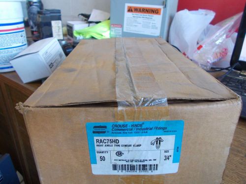 New box of 50 crouse hinds right angle type conduit clamp 3/4&#034; rac75hd for sale