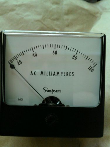 Simpson 3&#034; Wide-Vue 0-100 AC Milliamps Panel Meter