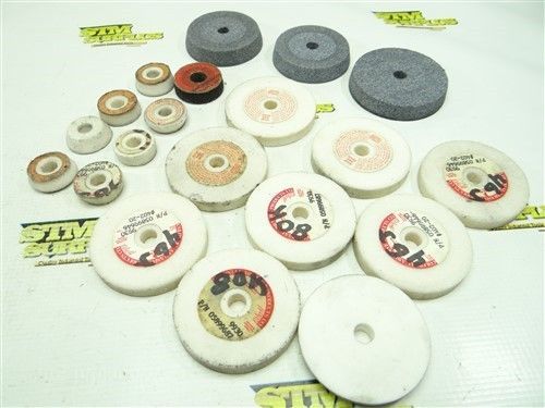 LOT OF 20 GRINDING WHEELS 1-5/32&#034; TO 2-7/8&#034; WITH 3/8&#034; BORE NORTON