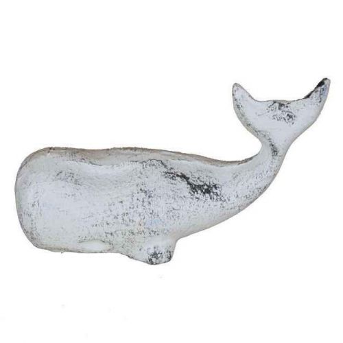 Handcrafted Nautical Decor Whale Paperweight Whitewashed