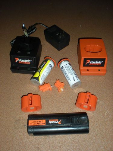 PASLODE BATTERY + (2 )# 901230  Charger Bases -+ 1 AU Power Adapters &amp; MORE