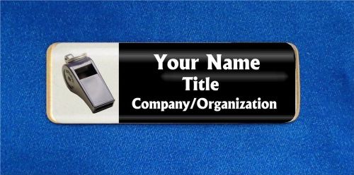 Whistle Custom Personalized Name Tag Badge ID Sports Coach Referee Ref Team