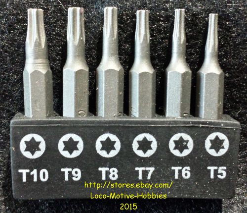 Mini star torx bit set micro precision screwdriver t5 t6 t7 t8 t9 t10  1/8&#034; 6-pc for sale