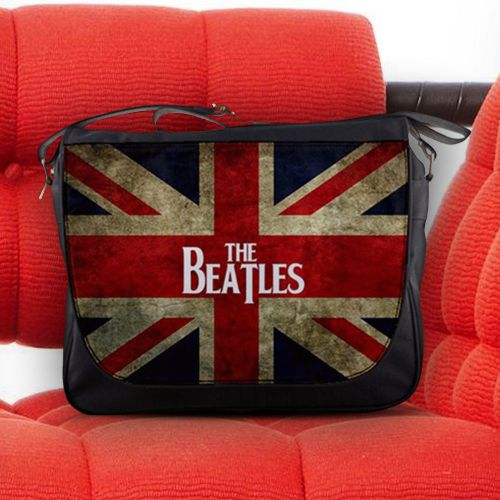 The Beatles Union Jack Flag Black Nylon Messenger Shoulder Sling Notebook Bag
