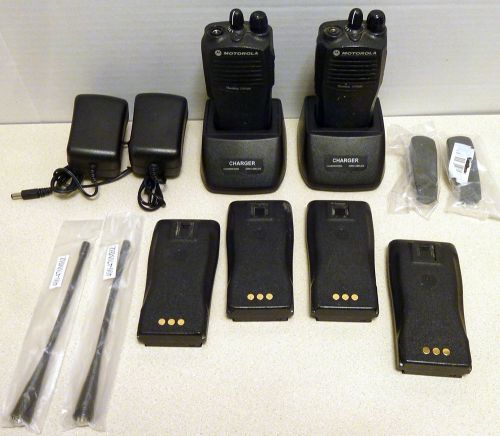 Lot of 2 Motorola Radius CP200 4Ch Radios w/Chargers Model AAH50RDC9AA1AN