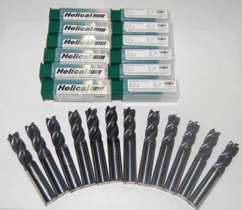 12 pc. helical 1/2&#034;x1-1/4 vari. pitch carbide end mills w/c.r-stainless,titanium for sale