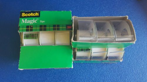 3M Scotch Magic Tape With Refillable Dispenser  3/4&#034;  6 Rolls  total 1800&#034;USA