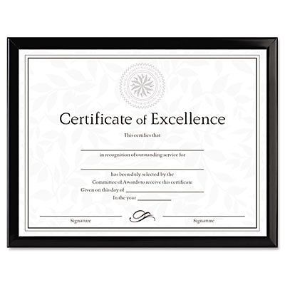Value U-Channel Document Frame w/Certificates, 8 1/2 x 11, Black, Sold as 1 Each