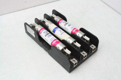 Ferraz shawmut 61038r fuse holder with 3 tri-onic trs80rid 80a spot fuses for sale