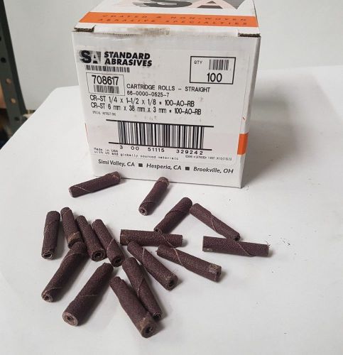 100 Pcs Standard Abrasives 708617 1/4&#034; x 1-1/2&#034; x 1/8&#034; Straight Cartridge Rolls