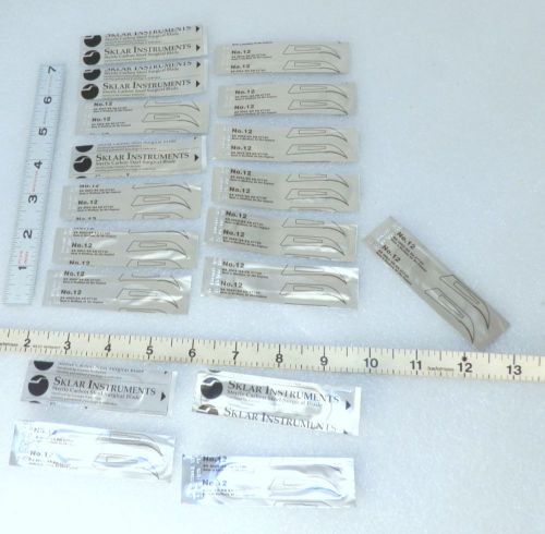 # 12 carbon steel surgical blades sterile lot of 18 pc uk sklar instruments for sale