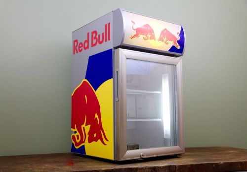 Red Bull Energy Drink Mini Bar Fridge Cooler Full Size! Works! Man Cave Decor