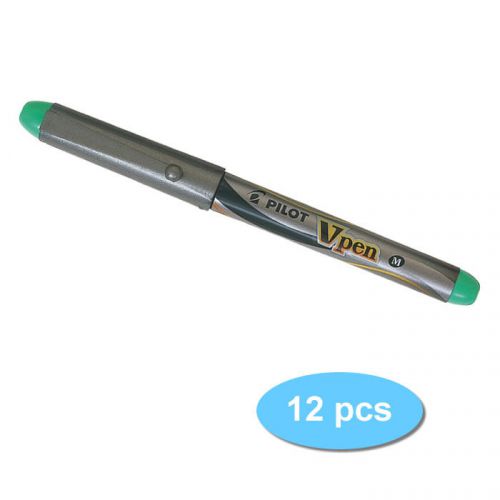 GENUINE Pilot SVP-4M Vpen Disposable Fountain Pen (12pcs) - Light Green Ink