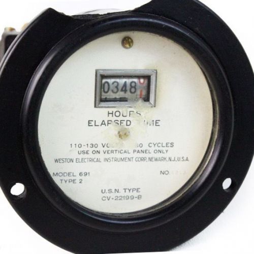 Weston Hours Elapsed Time Model 691 Vintage Bakelite Numeric Meter Gauge 0039