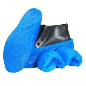 5 PAIR POLYETHYLENE SHOE COVER XL 4MIL ELASTIC TOP BLUE ONE SIZE FITS ALL DC9111